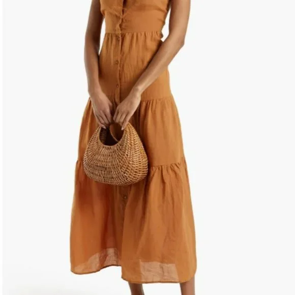 Anemone Dresses | Anemone Flounce Tiered Ramie Midi Dress, Size Small | Color: Red | Size: S | Lrlip's Closet